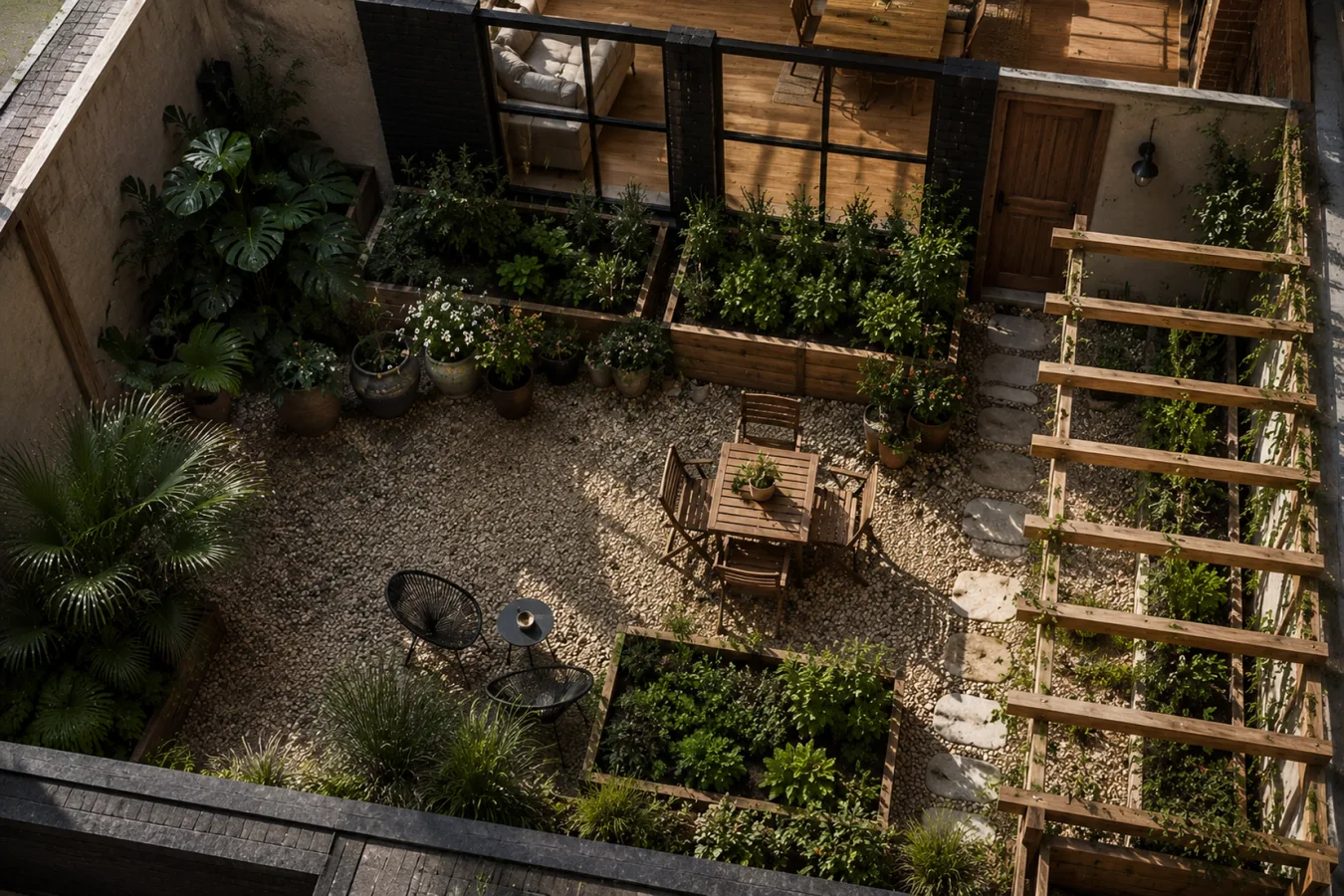 Hub exterior — courtyard garden